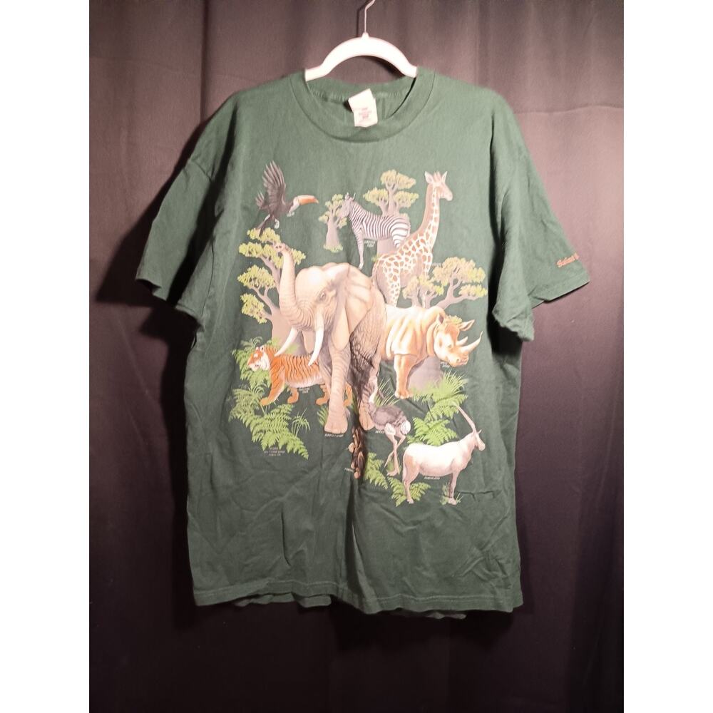 Vintage African Safari Animals Double Side Shirt Size XXL Y2K STL Zoo Streetwear - Picture 6 of 6